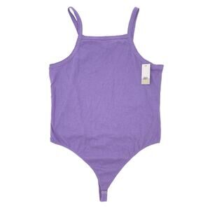 BP NORDSTROM NWT Purple Picot Trim Micro Ribbed Thong Bodysuit Plus Size 1X